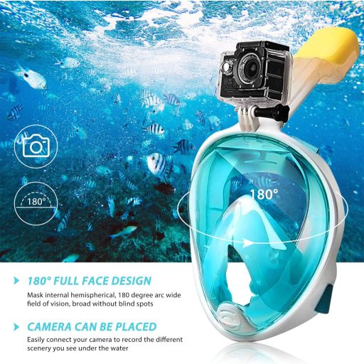 HINATAA 180° Panorama maska za ronjenje s GoPro nosačem, protiv zamagljivanja, za djecu i odrasle, zelena