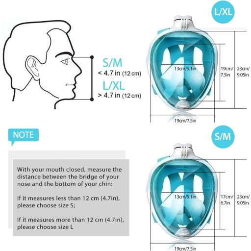 HINATAA 180° Panorama maska za ronjenje s GoPro nosačem, protiv zamagljivanja, za djecu i odrasle, zelena