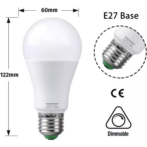 VARICART E27 RGB LED Izzó, 10W, Színváltós, Távirányítós, 12 Szín + Hideg Fehér 6000K, Memória Funkcióval, 100W Ekvivalens, 2 db Csomag
