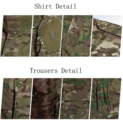 QHIU Taktikai Egyenruha Szett Férfiaknak - Kabát Nadrág Övvel és Kalappal Katonai Terepszínű BDU Airsoft Paintball Túrázás