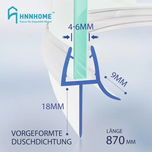 HNNHOME Fürdőszobai Zuhanyzó Szigetelő Szalag 870mm - Ívelt és Egyenes Üvegajtóhoz