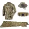 Set uniformă tactică QHIU pentru bărbați - Jachetă, pantaloni cu curea și șapcă, camuflaj militar BDU, pentru Airsoft, Paintball, sporturi outdoor