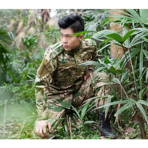 QHIU Taktikai Egyenruha Szett Férfiaknak - Kabát Nadrág Övvel és Kalappal Katonai BDU Terepszínű Airsoft Paintball Outdoor Sportokhoz