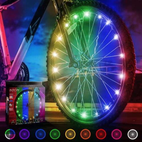 Lumini LED pentru roți de bicicletă Activ Life, rezistente la apă - Colorate, cu baterii