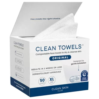   Șervețele faciale Clean Skin Club XL, 50 bucăți, 100% bumbac organic, demachiant testat dermatologic - Stable - 50 bucăți