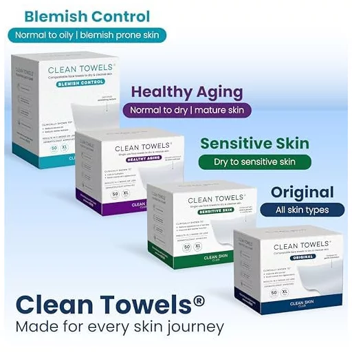 Șervețele faciale Clean Skin Club XL, 50 bucăți, 100% bumbac organic, demachiant testat dermatologic - Stable - 50 bucăți