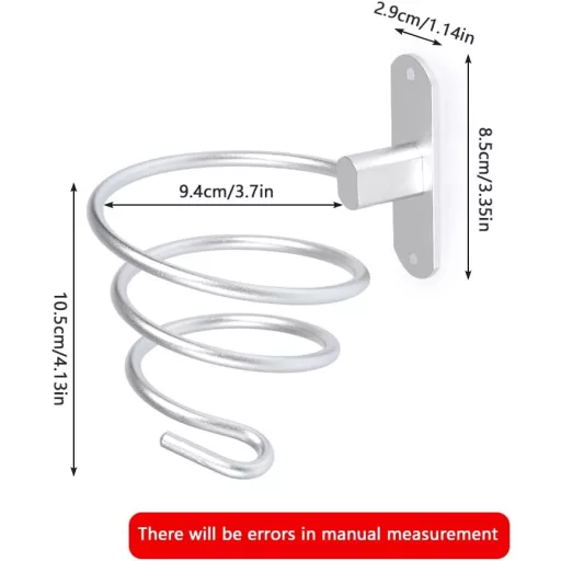 TIMESETL Öntapadós Fali Hajszárító Tartó Alumínium Szívócsészés Fúrás Nélkül