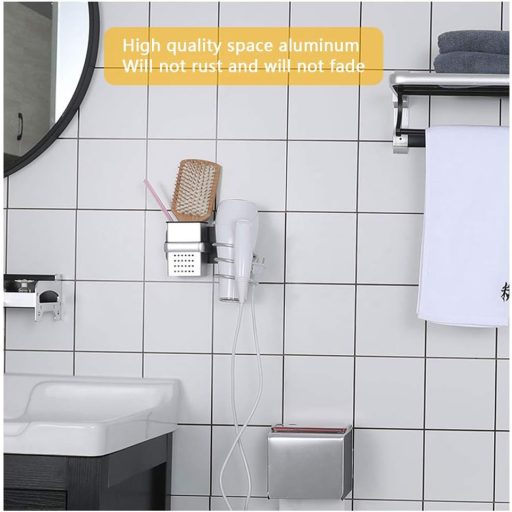 TIMESETL Öntapadós Fali Hajszárító Tartó Alumínium Szívócsészés Fúrás Nélkül