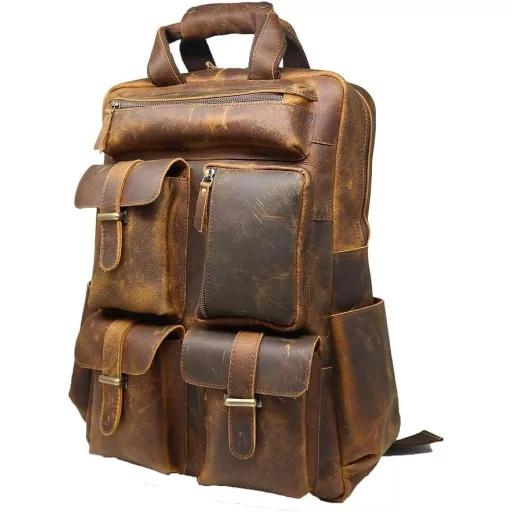 Jaald 55cm valódi bőr hátizsák vízálló utazás túrázás iskolai laptop