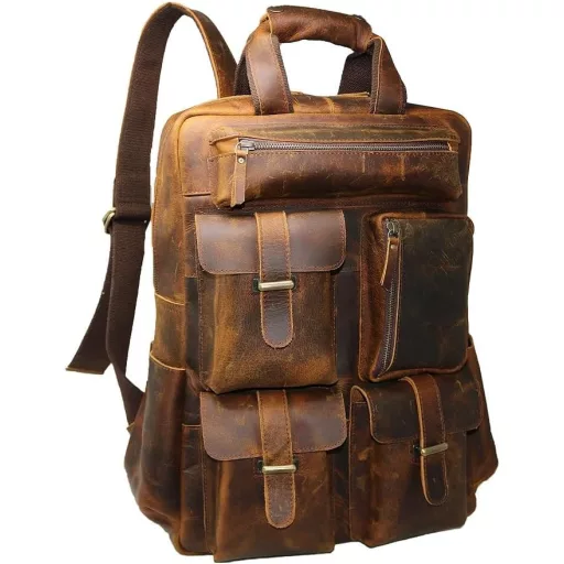 Jaald 55cm valódi bőr hátizsák vízálló utazás túrázás iskolai laptop