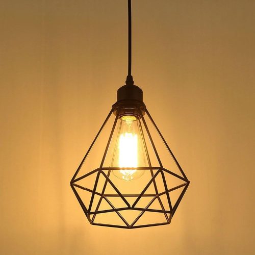 MAXDUYU Lampă Suspendată Vintage cu Cage Metalică - Lampă Retro de Plafon cu Soclu E27 pentru Bucătărie, Living - Abajur Negru în Stil Industrial