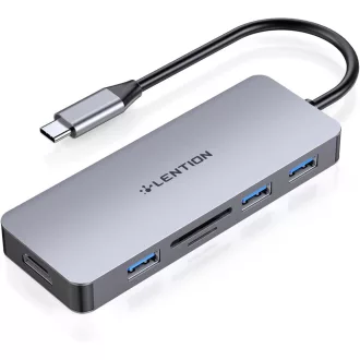   LENTION USB C Hub so 4K HDMI výstupom, 3 USB 3.0 portami, duálnou čítačkou SD3.0 kariet - Multi rozbočovač kompatibilný s MacBook Pro/Air, iPad Pro, Surface