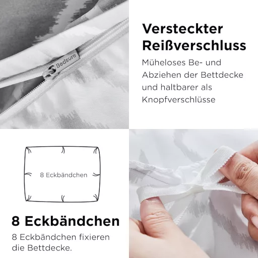 Bedsure Mikroszálas Ágyneműhuzat 155x220 cm Szürke Rácsozott 3 Részes Garnitúra Párnával