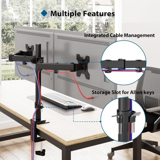 BONTEC Dupla Monitor Tartó Asztali Forgatható Dönthető Magasságállítható 15-32 Colos VESA