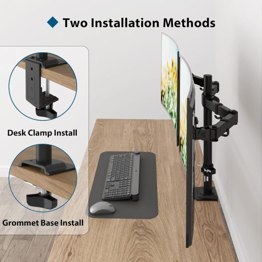 BONTEC Dupla Monitor Tartó Asztali Forgatható Dönthető Magasságállítható 15-32 Colos VESA