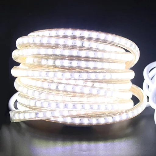 Bandă LED 220V XUNATA, 120 LED/m, IP67, impermeabilă, alb rece, SMD 3014, iluminat bucătărie.