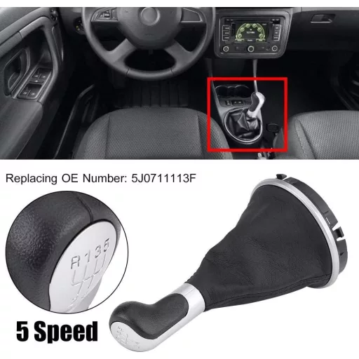 Buton schimbător de viteze Yctze, 5 trepte, negru, din plastic, compatibil cu MK2 Roomster, design ergonomic