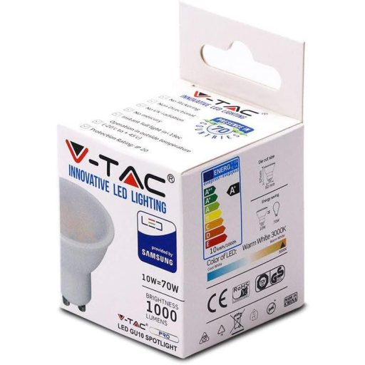 Samsung Čipová V-TAC GU10 LED Bodová žiarovka 10W Teplá Biela Stmievateľná