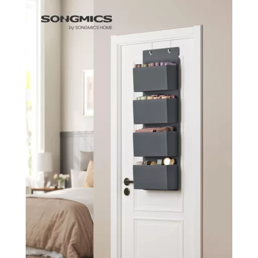 SONGMICS Organizator suspendabil pe ușă cu 4 buzunare, 33,5x100 cm