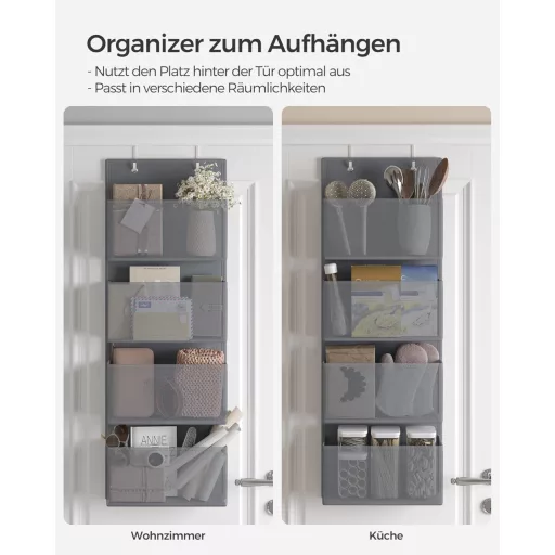 SONGMICS Organizator suspendabil pe ușă cu 4 buzunare, 33,5x100 cm