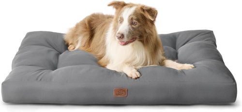 Bedsure XXL Vízálló Kutyafekhely - 110x90 cm Mosható Kutyapárna Nagy és Közepes Kutyáknak, 10 cm Vastag Szürke Matrac, Beltéri Használatra