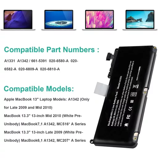 ASUNCELL 63.5Wh MacBook 13.3" A1331 A1342 Laptop Akkumulátor 5800mAh
