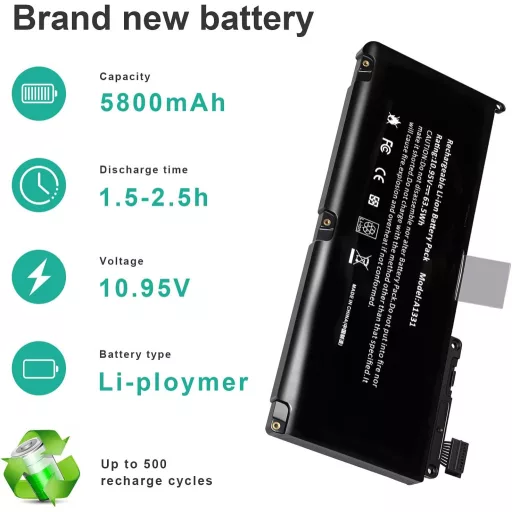 ASUNCELL 63.5Wh MacBook 13.3" A1331 A1342 Laptop Akkumulátor 5800mAh