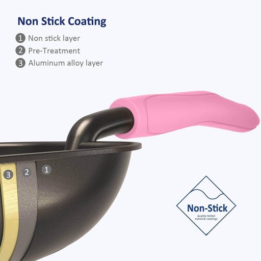 WePet aluminijska lopatica za mačji WC s dugom ručkom, neljepljiva, jaka metalna rešetka crno-ružičasta