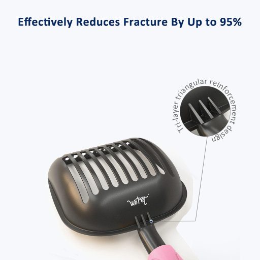 WePet aluminijska lopatica za mačji WC s dugom ručkom, neljepljiva, jaka metalna rešetka crno-ružičasta