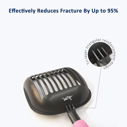 WePet alumínium macskavécé lapát hosszú nyéllel, tapadásmentes, erős fém szita fekete-rózsaszín