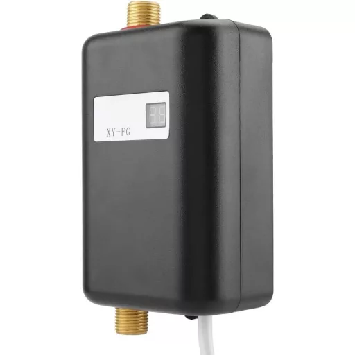 220V 3400W Mini Átfolyós Vízmelegítő – Azonnali Melegvíz Zuhanyhoz és Konyhába, Kompakt Villanybojler (Fekete, EU)