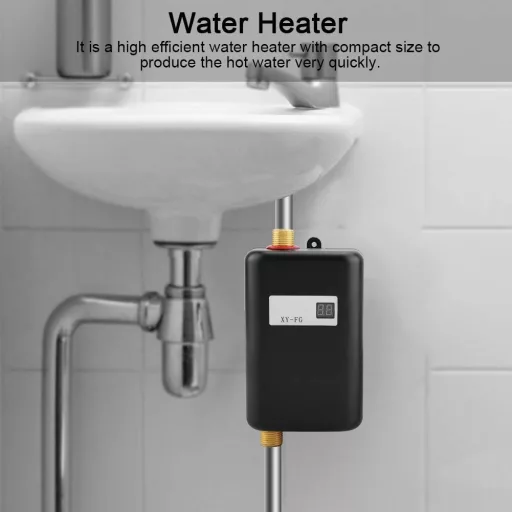 220V 3400W Mini Átfolyós Vízmelegítő – Azonnali Melegvíz Zuhanyhoz és Konyhába, Kompakt Villanybojler (Fekete, EU)
