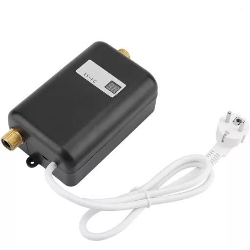 220V 3400W Mini Átfolyós Vízmelegítő – Azonnali Melegvíz Zuhanyhoz és Konyhába, Kompakt Villanybojler (Fekete, EU)