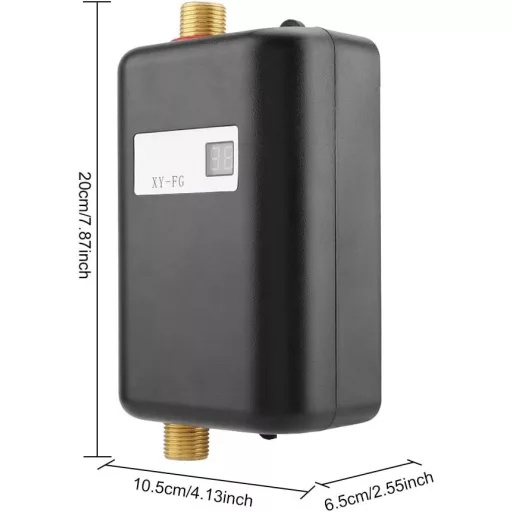 220V 3400W Mini Átfolyós Vízmelegítő – Azonnali Melegvíz Zuhanyhoz és Konyhába, Kompakt Villanybojler (Fekete, EU)