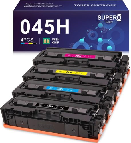 Set de tonere compatibile LEMERO SUPERX Canon 045 045H - 4 culori (Negru, Cyan, Galben, Magenta) - pentru imprimantele MF633CDW, MF635cx, LBP613cdw