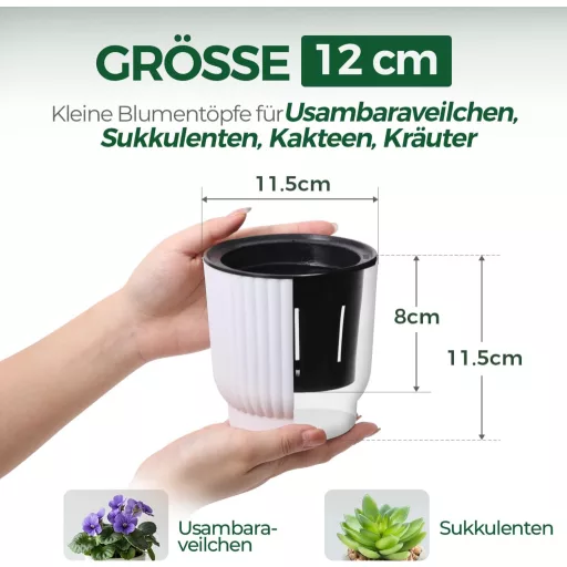 T4U Önöntöző Virágcserép Kanóccal, Műanyag, 6 Darabos Szett