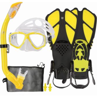   Detský šnorchlovací set HH HHAO SPORT, 180° panoramatická potápačská maska, plutvy, suchý šnorchel