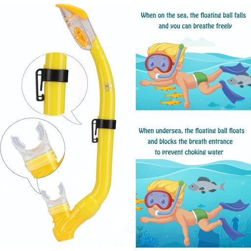 HH HHAO SPORT Gyerek Snorkel Szett 180° Panoráma Búvármaszk Úszóuszony Száraz Légcső