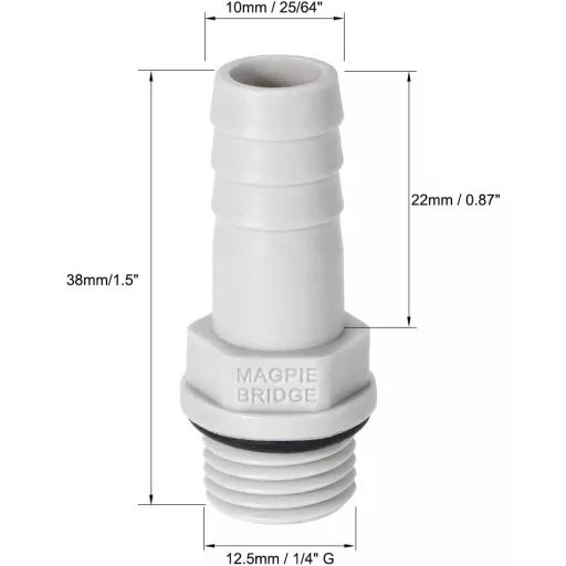 sourcing map 5db PVC tömlőcsatlakozó 10mm barb x 1/4" G csap vízcsatlakozás - G1/4 x 10mm