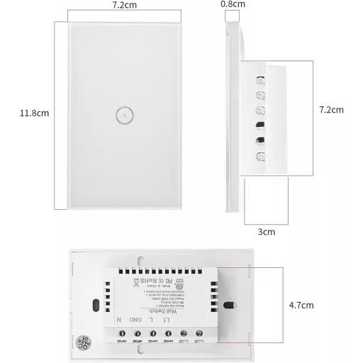 Jinvoo WiFi inteligentný nástenný vypínač - 1/2/3 tlačidlové dotykové ovládanie, diaľkové ovládanie telefónom, kompatibilný s Alexa/Google Home, s funkciou časovača.