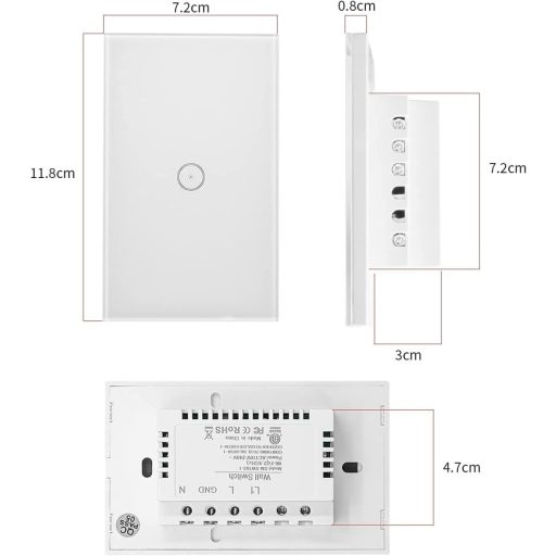 Jinvoo WiFi Okos Fali Kapcsoló - 1/2/3 Gombos Érintésvezérlés, Távirányítás Telefonról, Alexa/Google Home Kompatibilis, Időzítő Funkcióval,