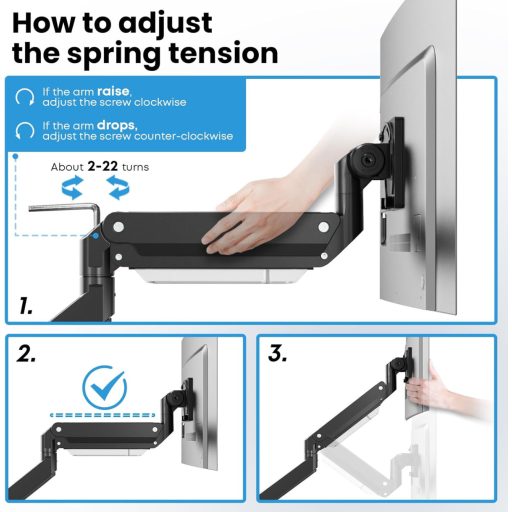 Putorsen Monitor Kar - Állítható Monitorállvány 5,68 kg Teherbírással, Ergonomikus Monitortartó Kar Asztali Rögzítéssel, 44 cm