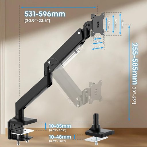 Putorsen Monitor Kar - Állítható Monitorállvány 5,68 kg Teherbírással, Ergonomikus Monitortartó Kar Asztali Rögzítéssel, 44 cm