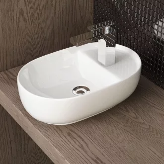   Waschbecken24 Premium Mosdó Lótusz Effektussal Fürdőszobához 26x42cm Fehér