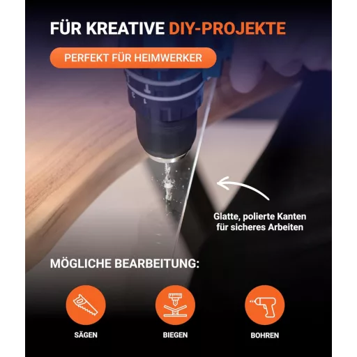 EH Design GmbH Akril Plexi Üveglap 30x30 cm - UV Védelemmel, Törésálló, Átlátszó, 2 mm Vastag, Dekorációhoz és Kijelzőkhöz
