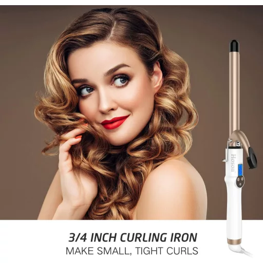 Ondulator de păr Hoson, 19mm, cu înveliș ceramică-turmalină, ecran LCD, 9 trepte de temperatură, 110-210°C