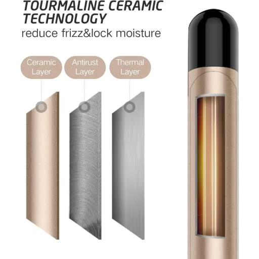 Ondulator de păr Hoson, 19mm, cu înveliș ceramică-turmalină, ecran LCD, 9 trepte de temperatură, 110-210°C