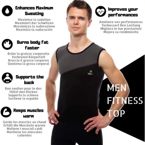 VEOFIT Férfi Neoprén Izzasztó Trikó Fogyáshoz - L méret, Ajándék Edzéstervvel