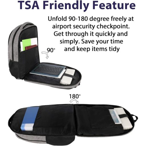 Rucsac pentru laptop MATEIN de 17 inchi, impermeabil, cu port de încărcare USB, antifurt, pentru muncă, călătorii și școală, gri