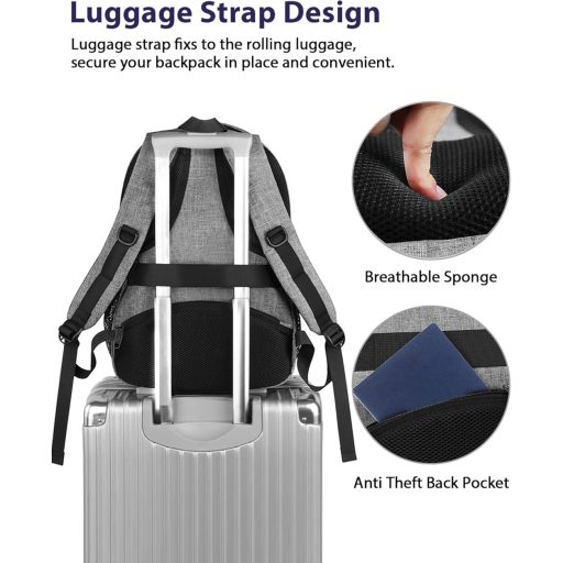 Rucsac pentru laptop MATEIN de 17 inchi, impermeabil, cu port de încărcare USB, antifurt, pentru muncă, călătorii și școală, gri